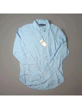 Polo Ralph Lauren Blue Linen Medium Long Sleeve Shirt Classic Fit